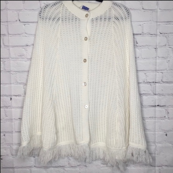 English Village crew neck fringed poncho - Picture 1 of 6